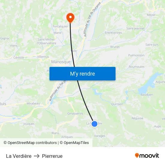 La Verdière to Pierrerue map