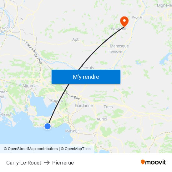 Carry-Le-Rouet to Pierrerue map