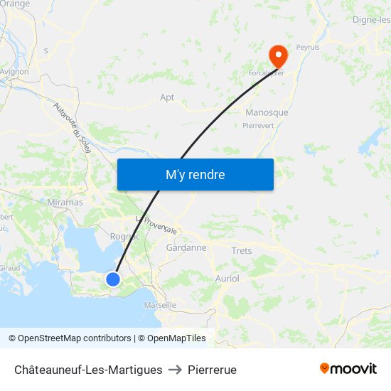 Châteauneuf-Les-Martigues to Pierrerue map