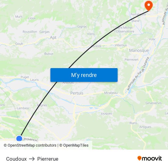 Coudoux to Pierrerue map