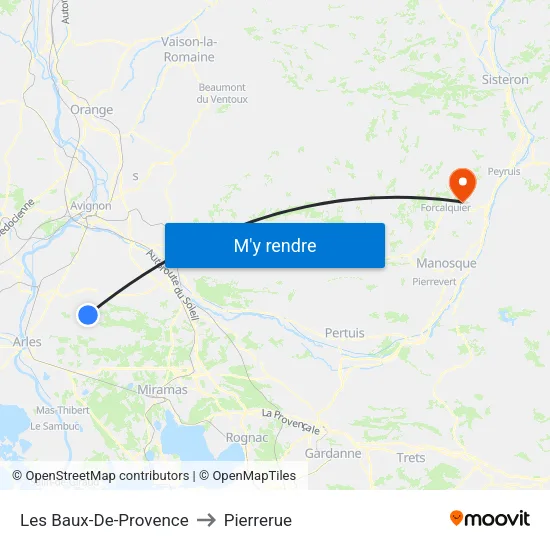 Les Baux-De-Provence to Pierrerue map