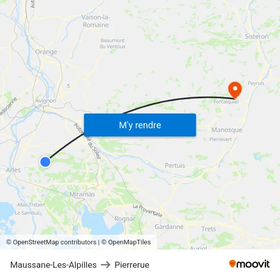 Maussane-Les-Alpilles to Pierrerue map