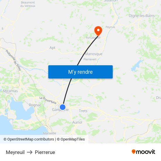 Meyreuil to Pierrerue map