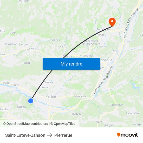 Saint-Estève-Janson to Pierrerue map