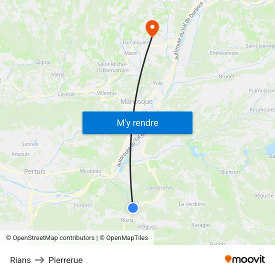 Rians to Pierrerue map