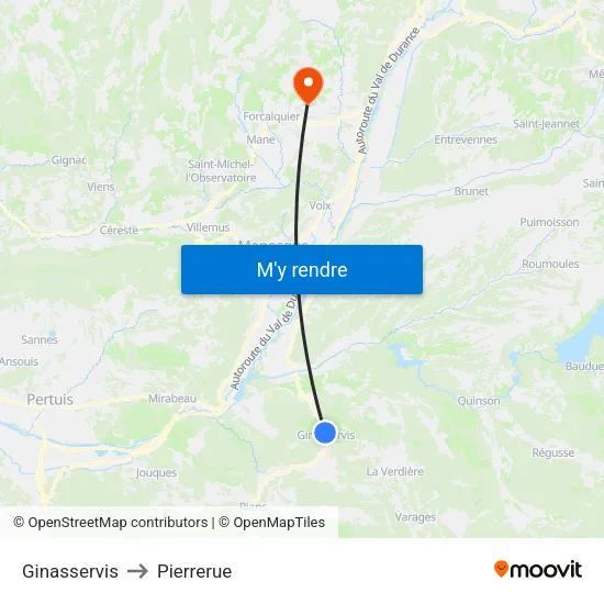 Ginasservis to Pierrerue map