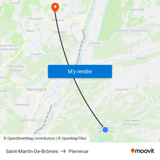 Saint-Martin-De-Brômes to Pierrerue map