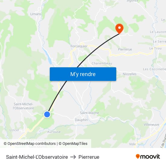 Saint-Michel-L'Observatoire to Pierrerue map