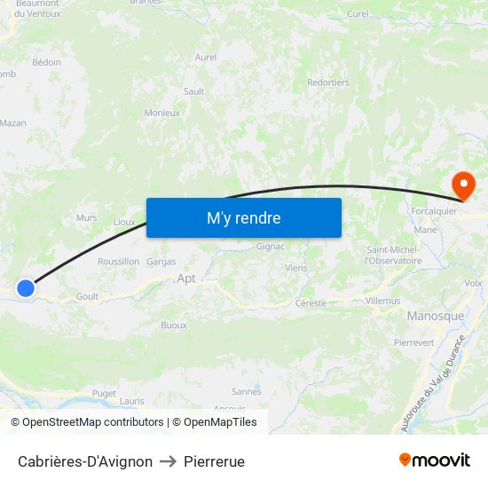 Cabrières-D'Avignon to Pierrerue map
