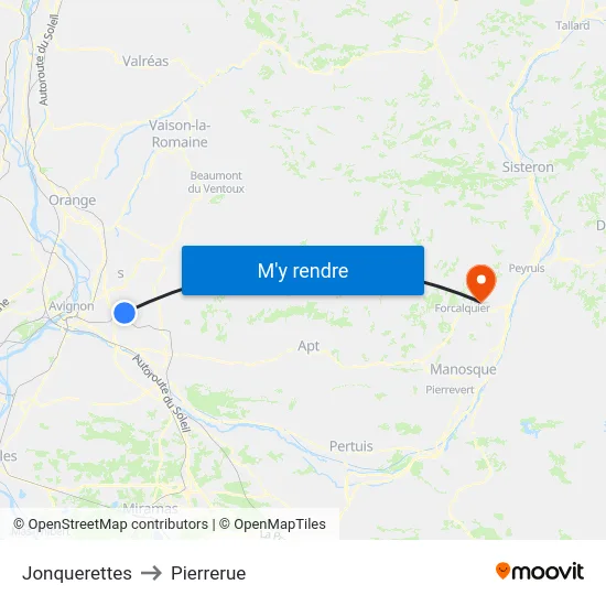 Jonquerettes to Pierrerue map