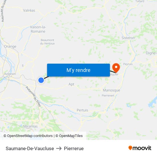 Saumane-De-Vaucluse to Pierrerue map