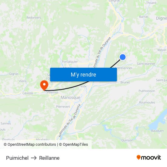 Puimichel to Reillanne map
