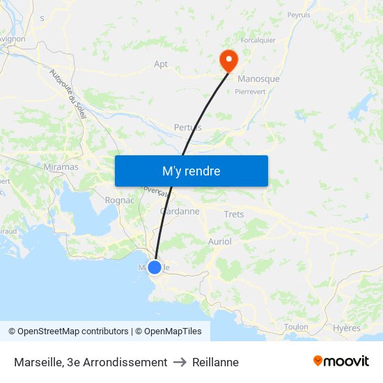 Marseille, 3e Arrondissement to Reillanne map
