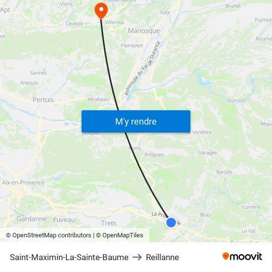 Saint-Maximin-La-Sainte-Baume to Reillanne map