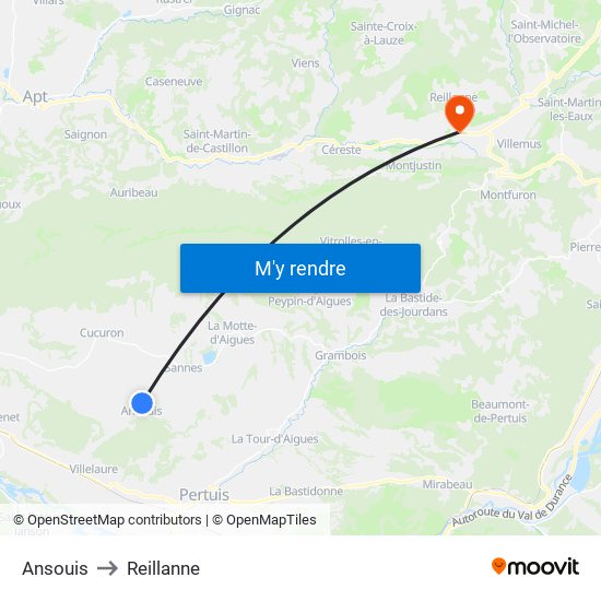 Ansouis to Reillanne map