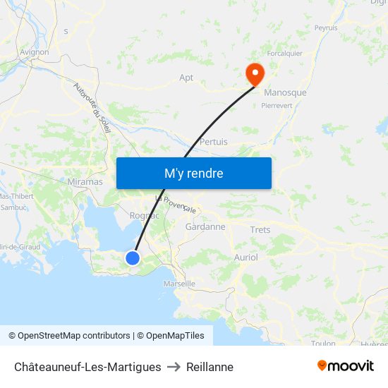 Châteauneuf-Les-Martigues to Reillanne map