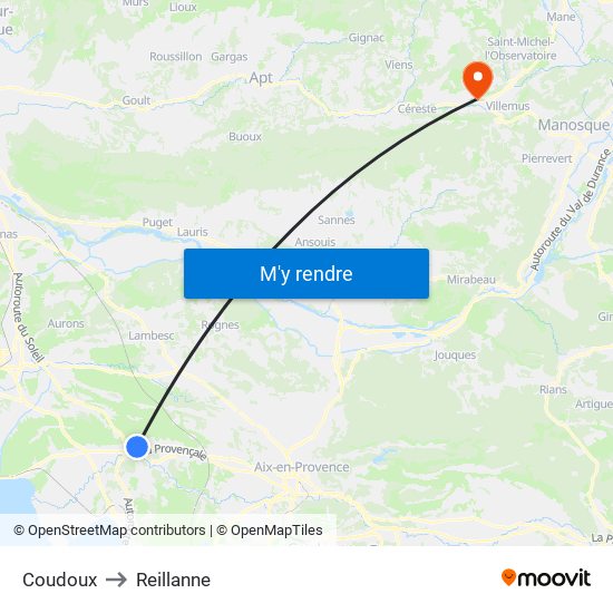 Coudoux to Reillanne map