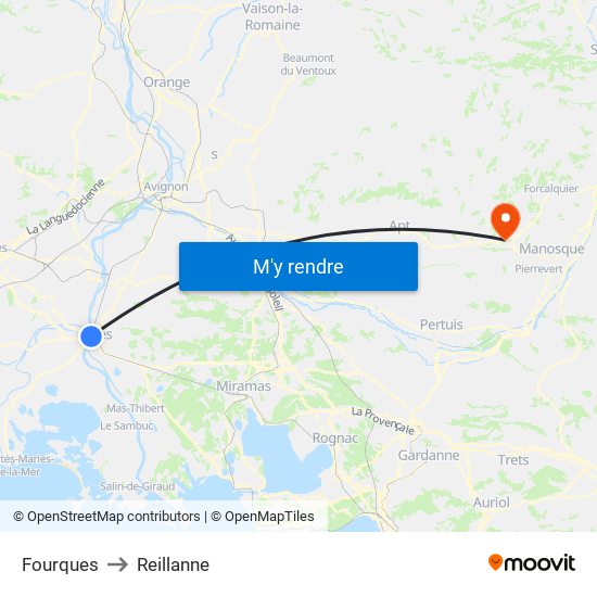 Fourques to Reillanne map