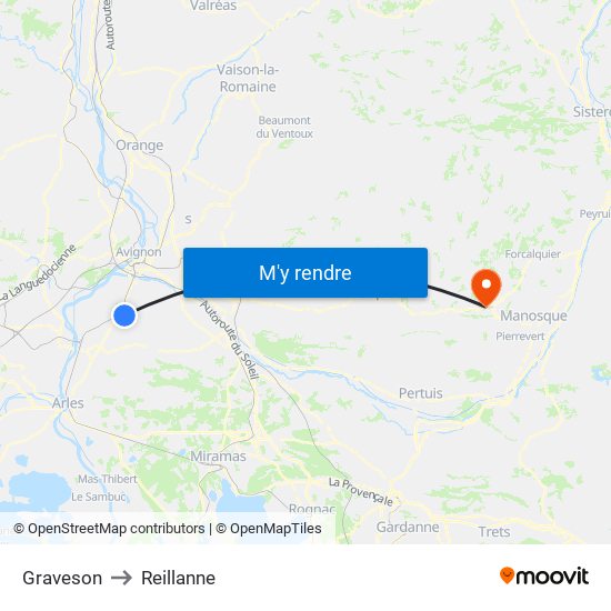 Graveson to Reillanne map