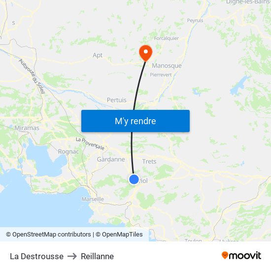La Destrousse to Reillanne map