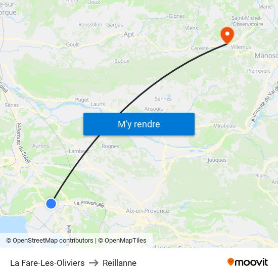 La Fare-Les-Oliviers to Reillanne map