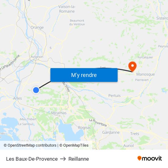 Les Baux-De-Provence to Reillanne map