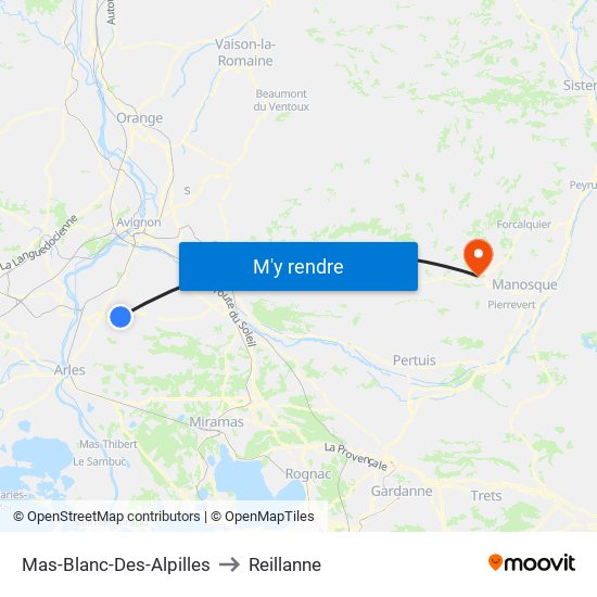Mas-Blanc-Des-Alpilles to Reillanne map