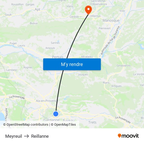 Meyreuil to Reillanne map