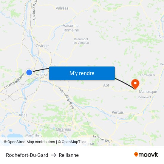 Rochefort-Du-Gard to Reillanne map