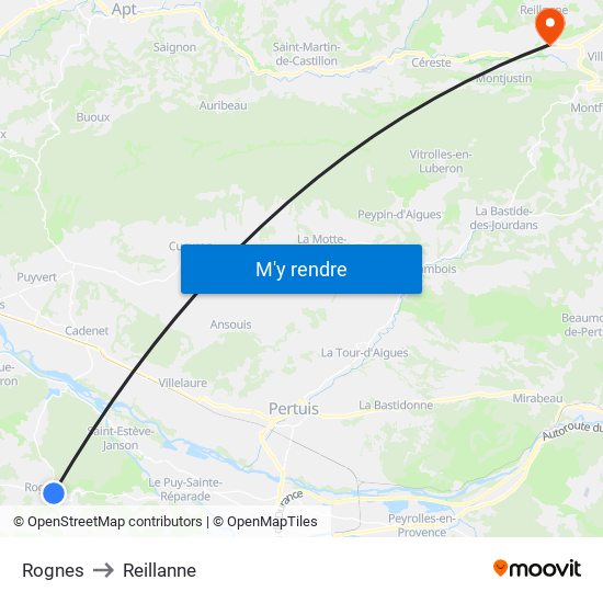 Rognes to Reillanne map
