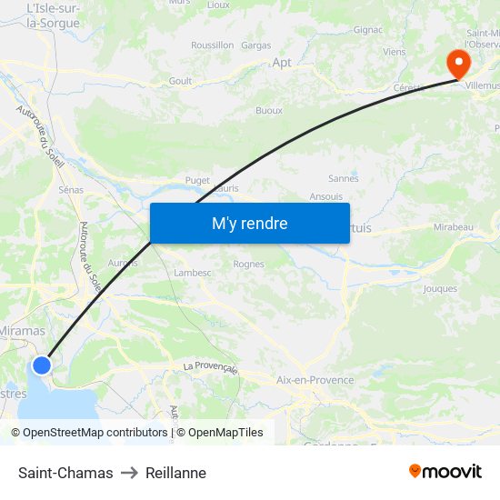 Saint-Chamas to Reillanne map