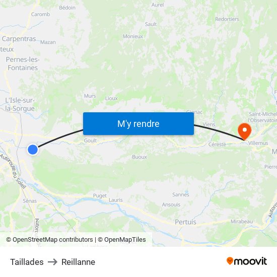 Taillades to Reillanne map