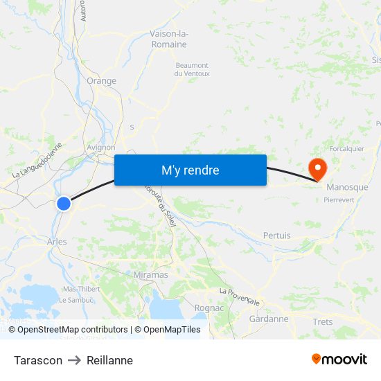 Tarascon to Reillanne map