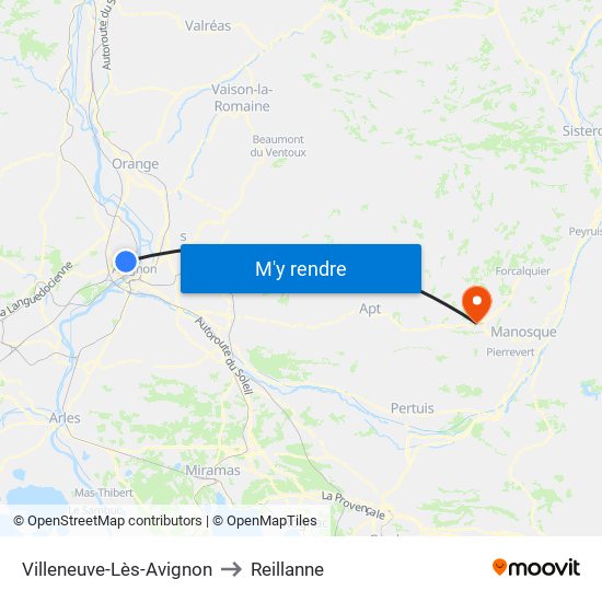 Villeneuve-Lès-Avignon to Reillanne map