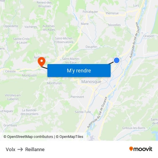 Volx to Reillanne map