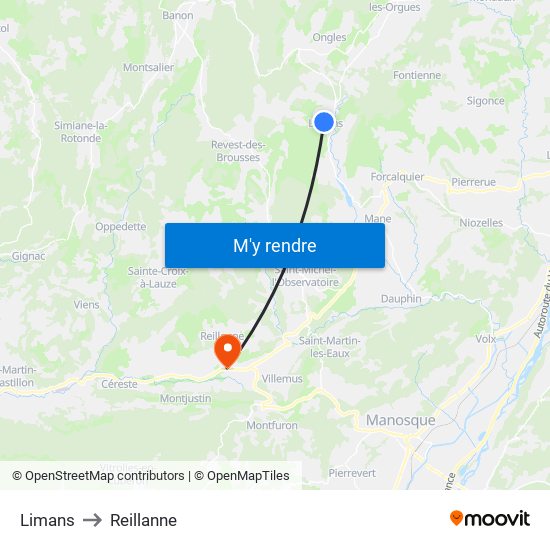 Limans to Reillanne map