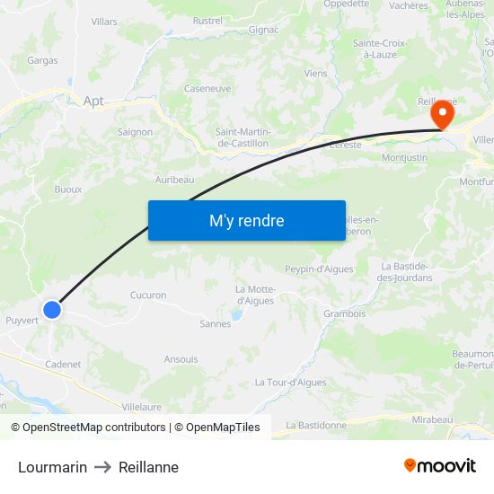 Lourmarin to Reillanne map
