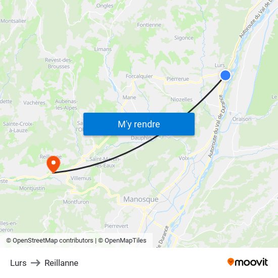 Lurs to Reillanne map
