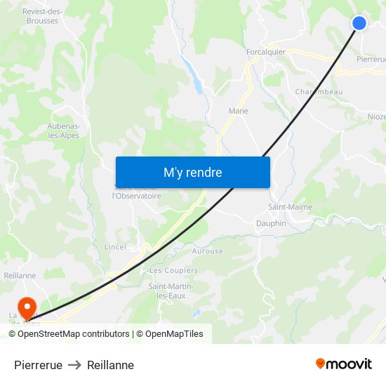 Pierrerue to Reillanne map