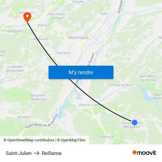 Saint-Julien to Reillanne map