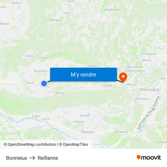 Bonnieux to Reillanne map