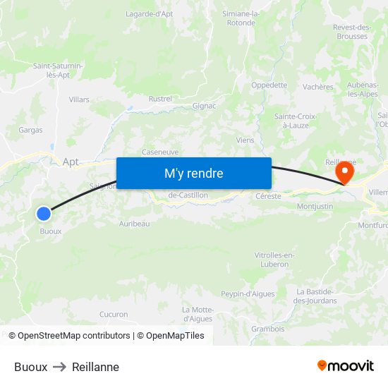 Buoux to Reillanne map