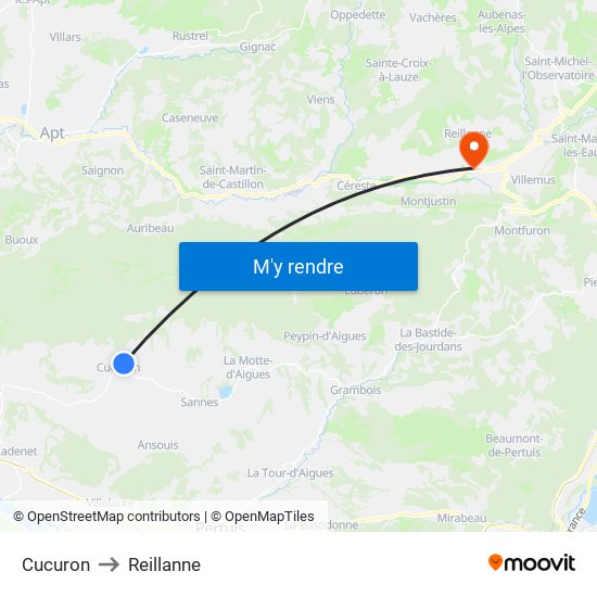 Cucuron to Reillanne map