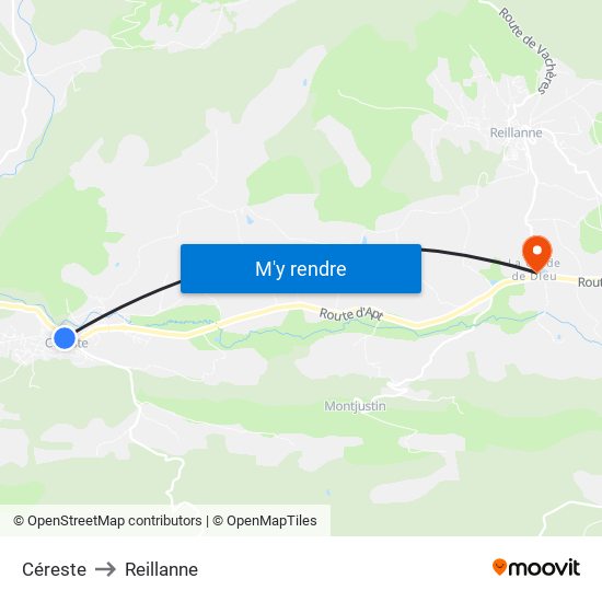 Céreste to Reillanne map