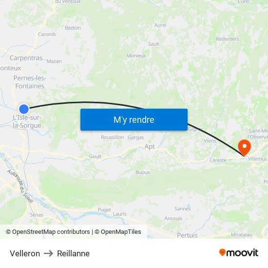 Velleron to Reillanne map