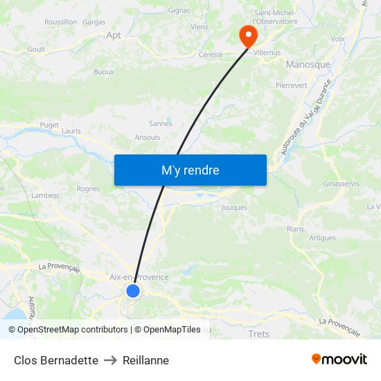 Clos Bernadette to Reillanne map