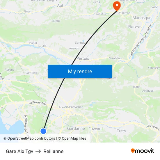Gare Aix Tgv to Reillanne map