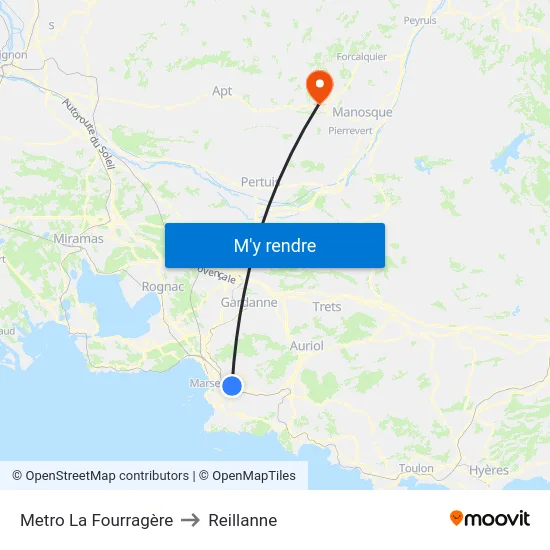 Metro La Fourragère to Reillanne map