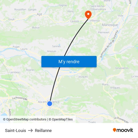 Saint-Louis to Reillanne map