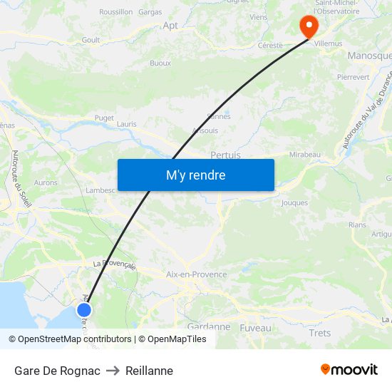 Gare De Rognac to Reillanne map